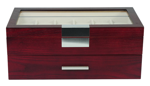 6/10/12 Slots Watch Box Luxury Display Case Glass Top Jewelry Storage Box  Gift