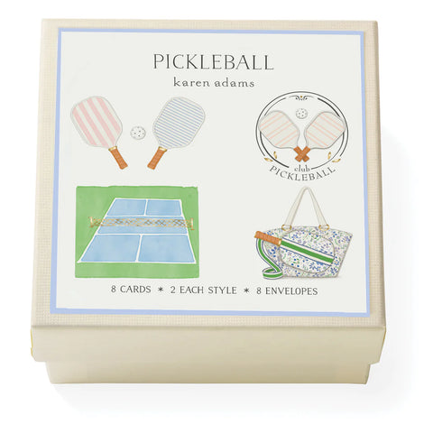 Karen Adams "Pickleball" Gift Enclosure Box of 8 Assorted Cards with Envelopes