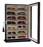 14 Piece Large Ebony Wood Eyeglass Sunglass Display Wall Hanging Case and Storage Organizer Box and Stand