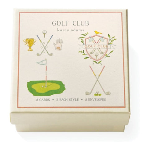 Karen Adams "Golf Club" Gift Enclosure Box of 8 Assorted Cards with Envelopes