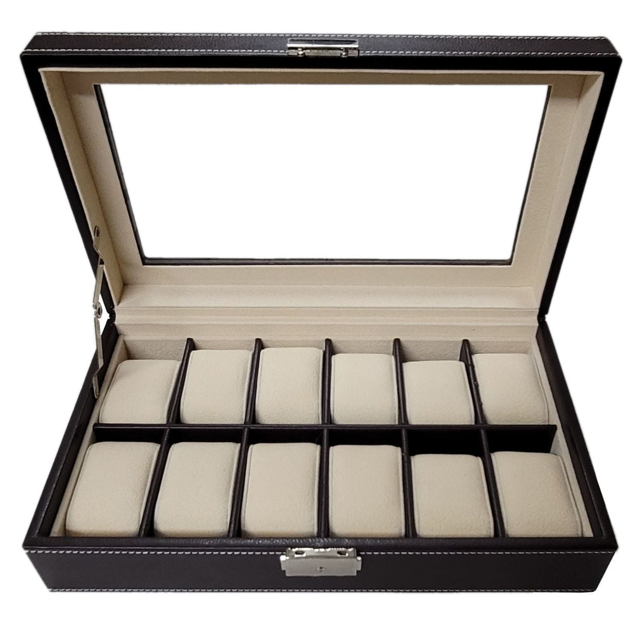 TIMELYBUYS Personalized Grey Ginko Lacquered Wood Watch Cufflink Case & Ring Storage Organizer Men's Jewelry Box