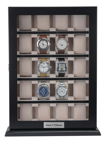 Personalized Black Watch Box Holds 20 Watches Watch Case 