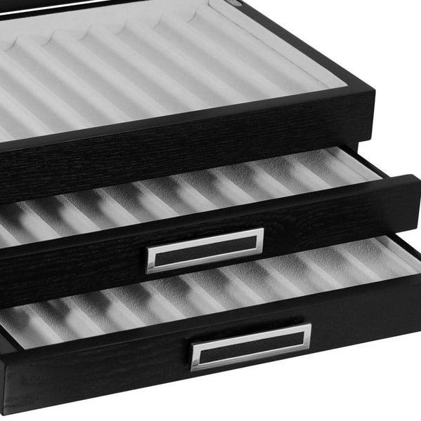 10 Piece Black Ebony Wood Pen Display Case Storage and Fountain