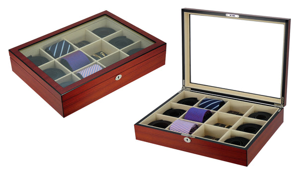 Cherry Wooden Tie Box for 12