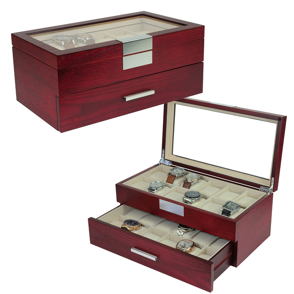 Mens Jewelry Box - Locking Cherry Wood Valet - Handcrafted